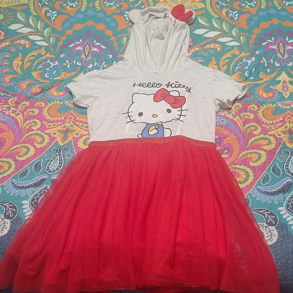 Hello Kitty Gray Top with Red Tulle Skirt